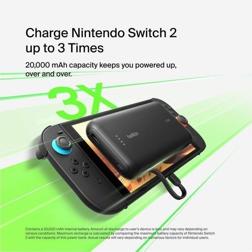 Belkin 20000mAh Power Bank - For Gaming Device - 20000 mAh - 30 W